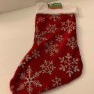 Red Christmas Stocking with Glitter Snowflakes Design