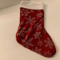 Red Christmas Stocking with Glitter Snowflakes Design