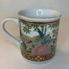 Vintage Japanese Imari Porcelain Peacock Design Coffee Mug