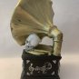 Spooky Halloween Resin Record Player Decorative Accent Skeleton Bats Black Gold
