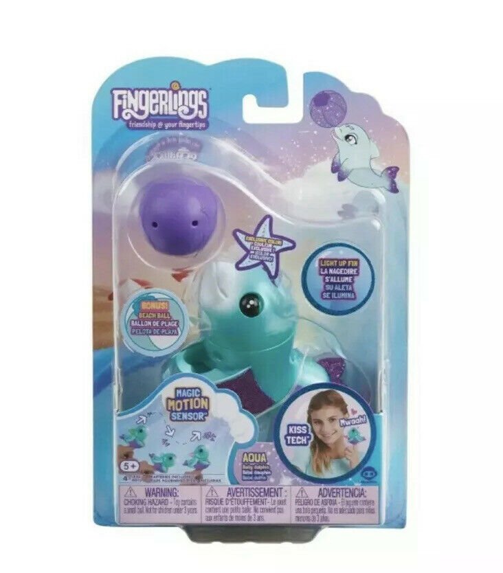 Fingerlings Baby Light-up Dolphin - Aqua (Blue and Purple) - Interactive Toy