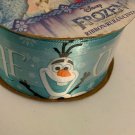 Offray Disney Frozen ribbon - Olaf name - Satin blue snowflake background