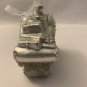 Silver Sleigh Shaped Christmas Tree Ornament Mercury Glass White Beaded Glitter