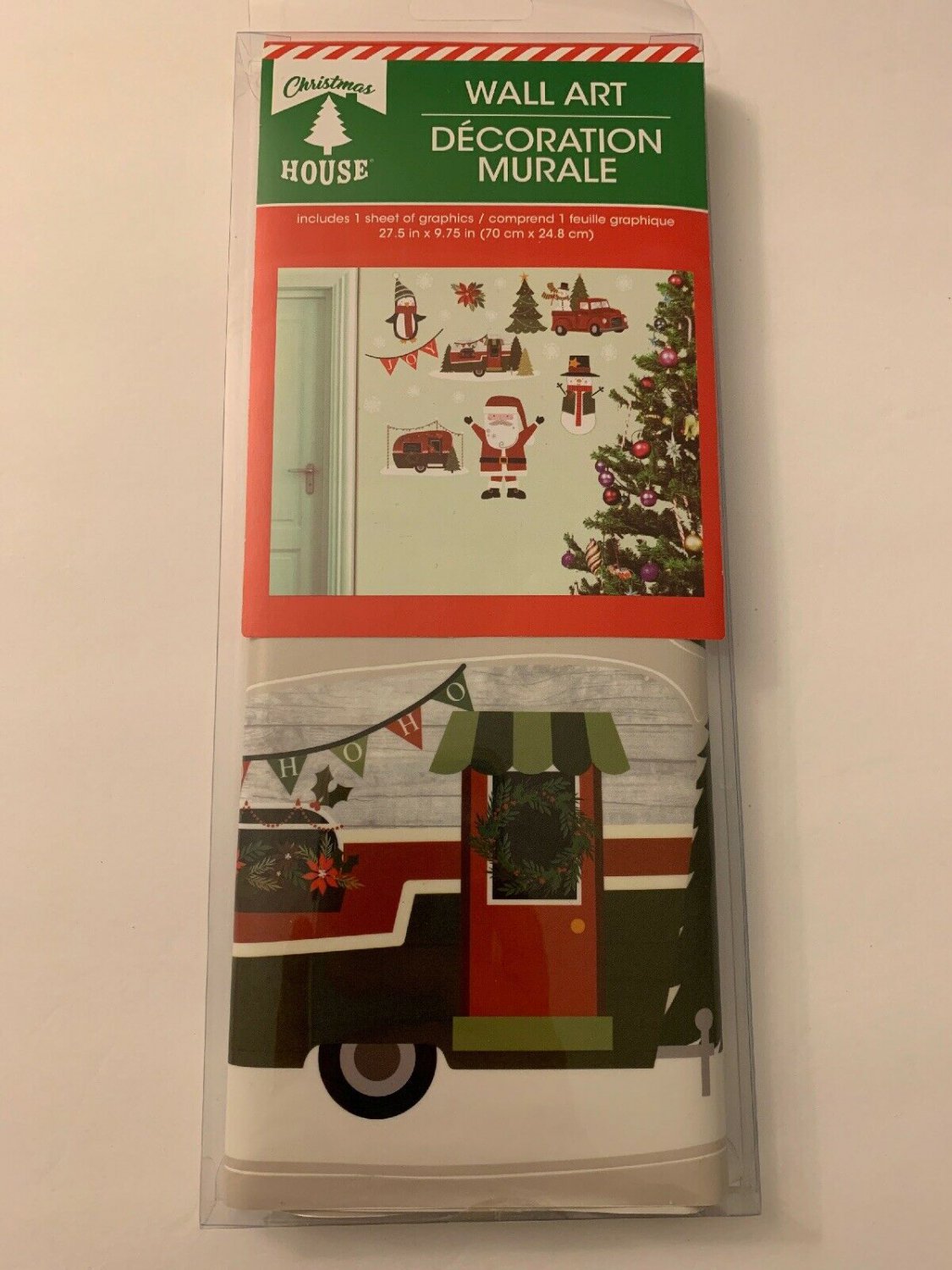 Red Truck, 2 trailers / RVs, Santa, Tree Snowman Wall Art Christmas Dec Stickers