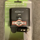 Powerline Auto Socket Splitter 2.4 Amp USB Power 90337 * New in package *(26A)