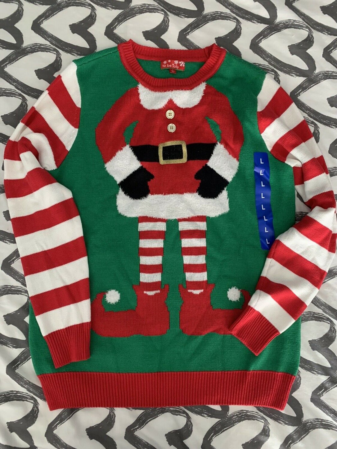 Elf Ugly Christmas Sweater size L new