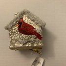 Mercury Glass Birdhouse Cardinal Ornament