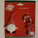 Gnome and candy cane ornament polymer clay new