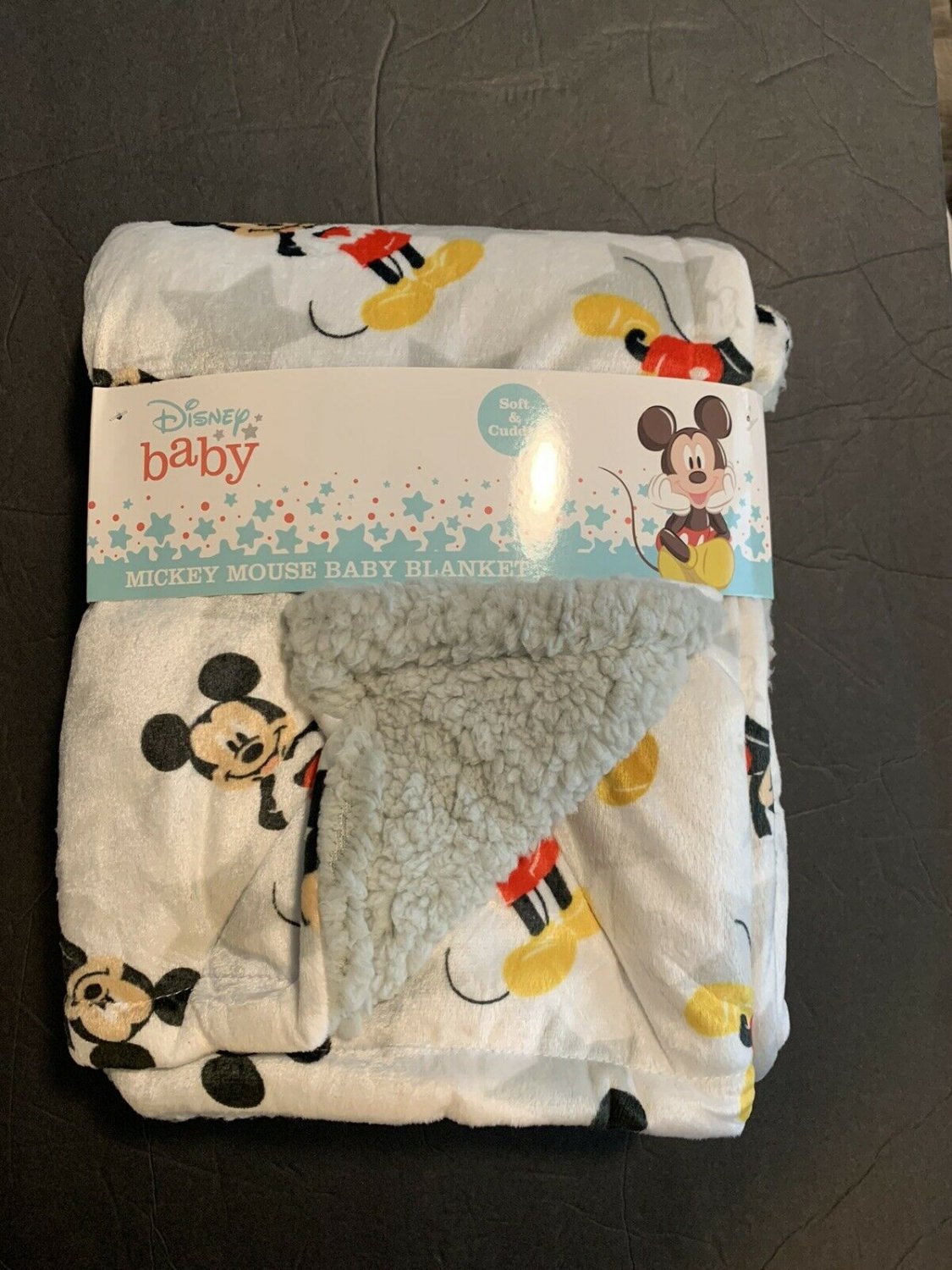 Disney Baby Mickey Mouse Gray Blanket Sherpa New With Tags