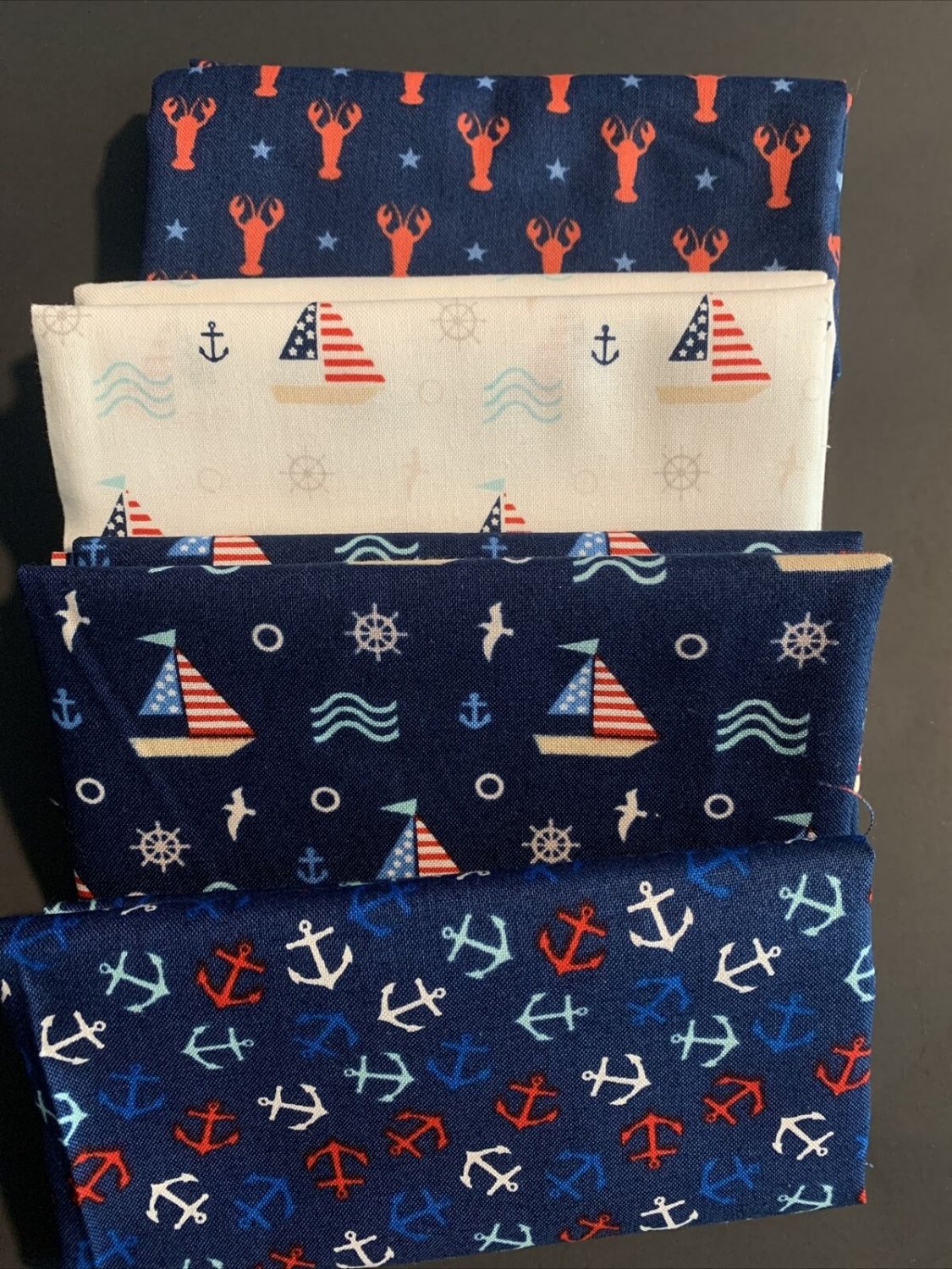 4 Nautical Fat Quarters Cotton 18&acirc;��x21&acirc;��