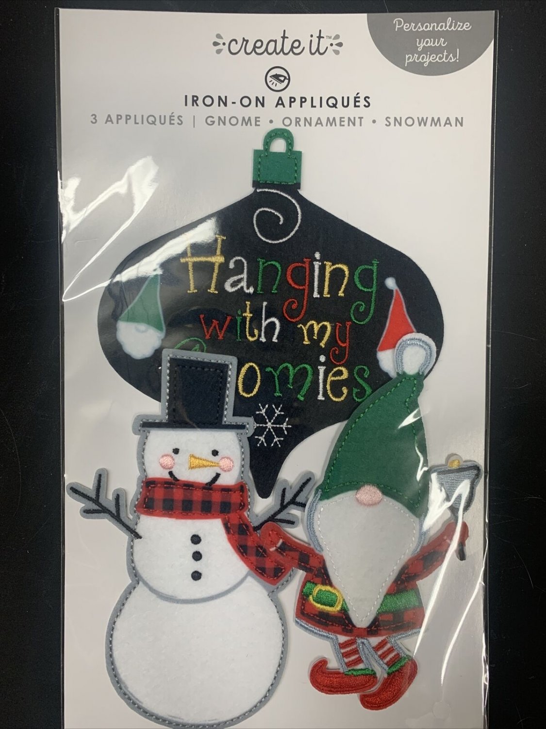 CREATE IT IRON-ON APPLIQUES Gnome, Ornament & Snowman