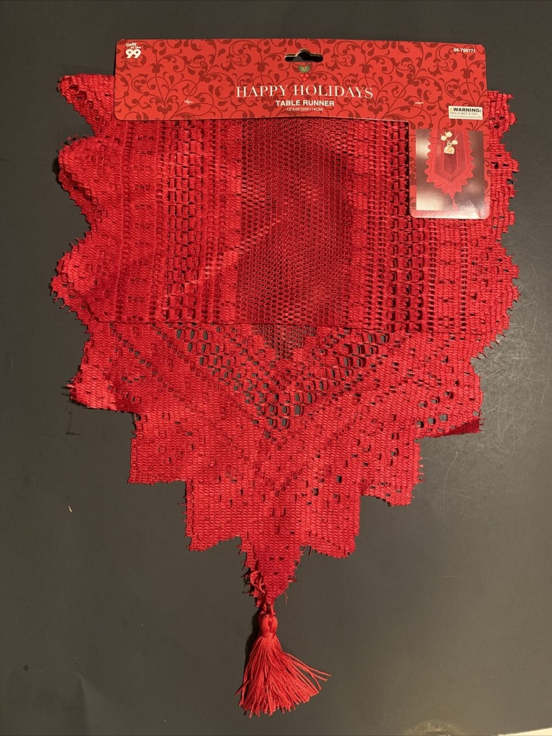 Christmas Lace Table Runner Red. New