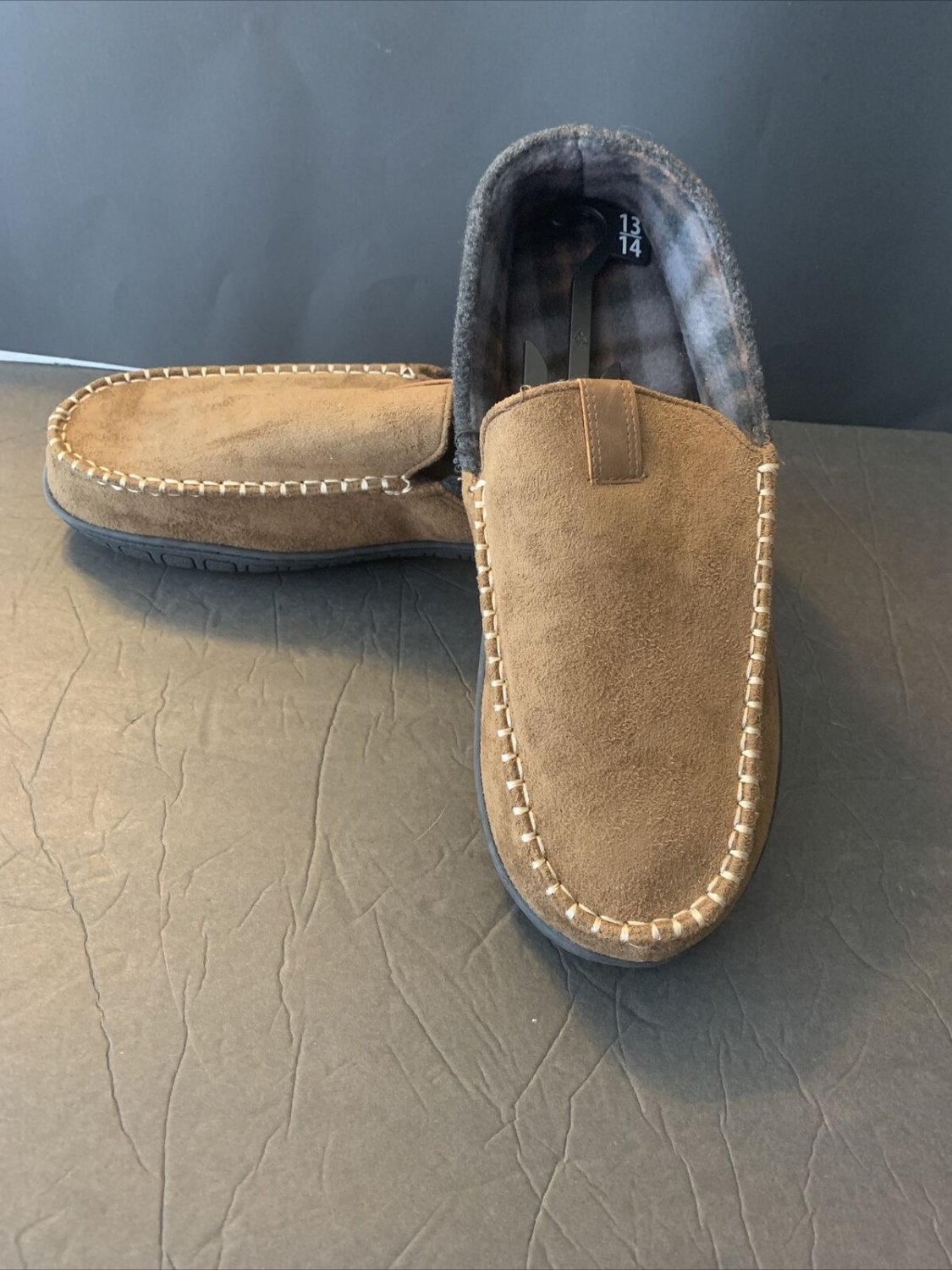NEW MENS George BROWN MEMORY FOAM STEP IN SLIPPERS (13-14)