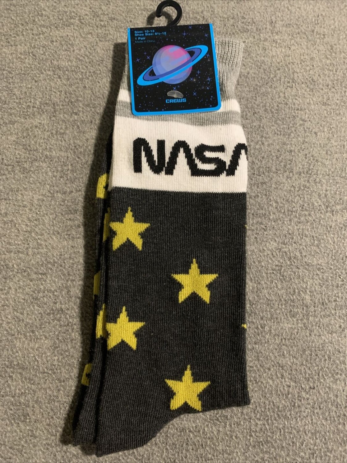 NEW MENS "NASA ASTRONAUT SPACE PROGRAM STARS 1 PAIR CREW SOCKS" Shoe Sz 6.5-12