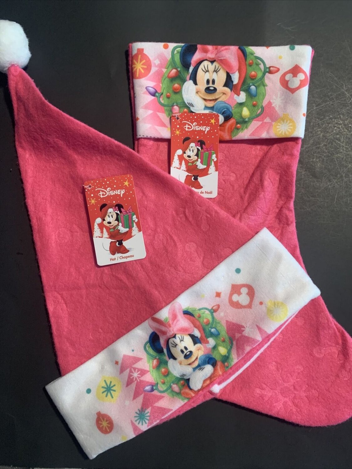 Minnie Mouse Santa Hat And Stocking 2 Piece Soft Felt Ships Free