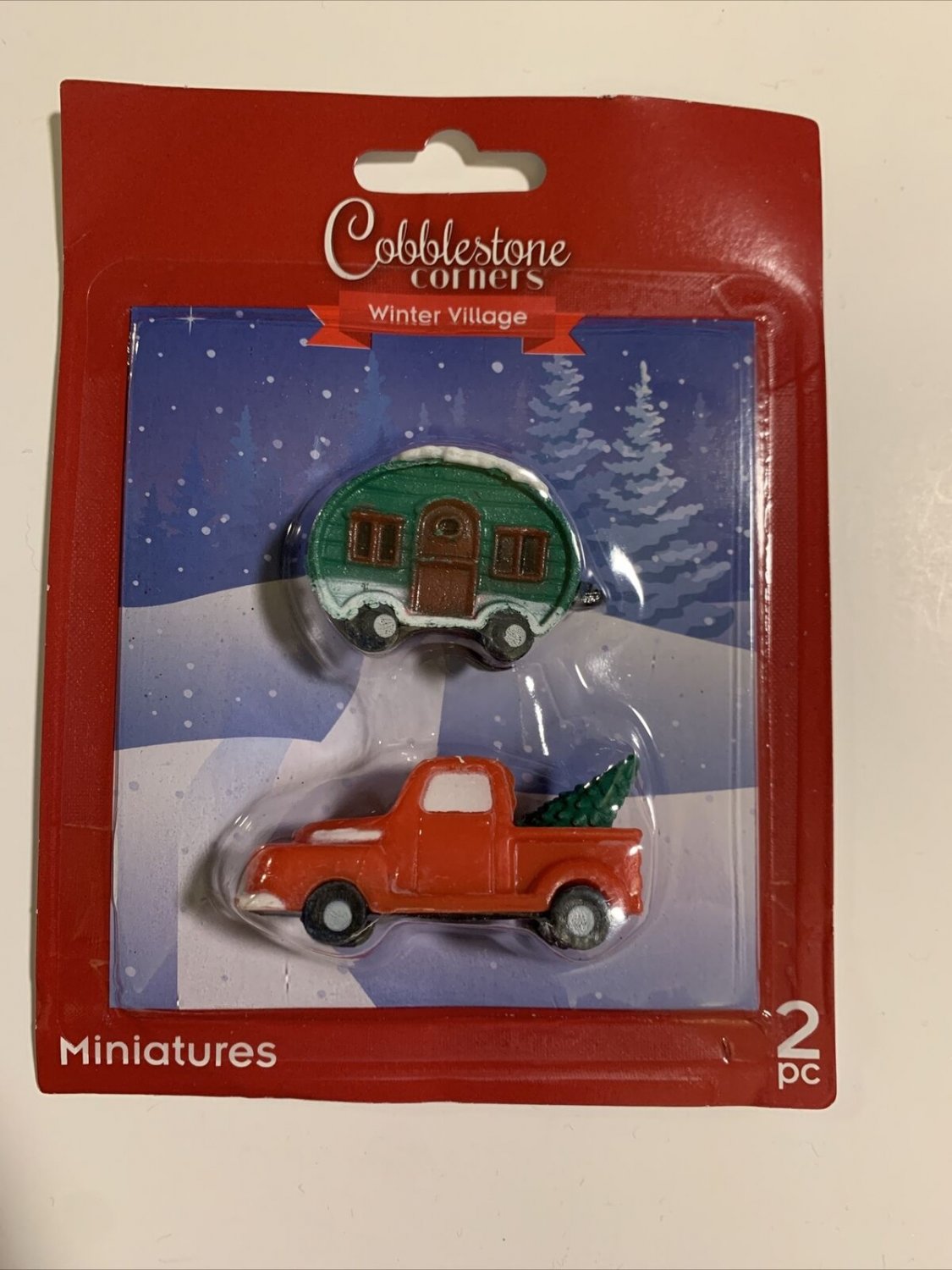 Cobblestone Corner Winter Village Red Truck and Camper