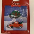 Cobblestone Corner Winter Village Red Truck and Camper