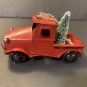 RED TIN TRUCK W/ CHRISTMAS TREE VTG STYLE ORNAMENT. 4&acirc;��x 2" new w/tag