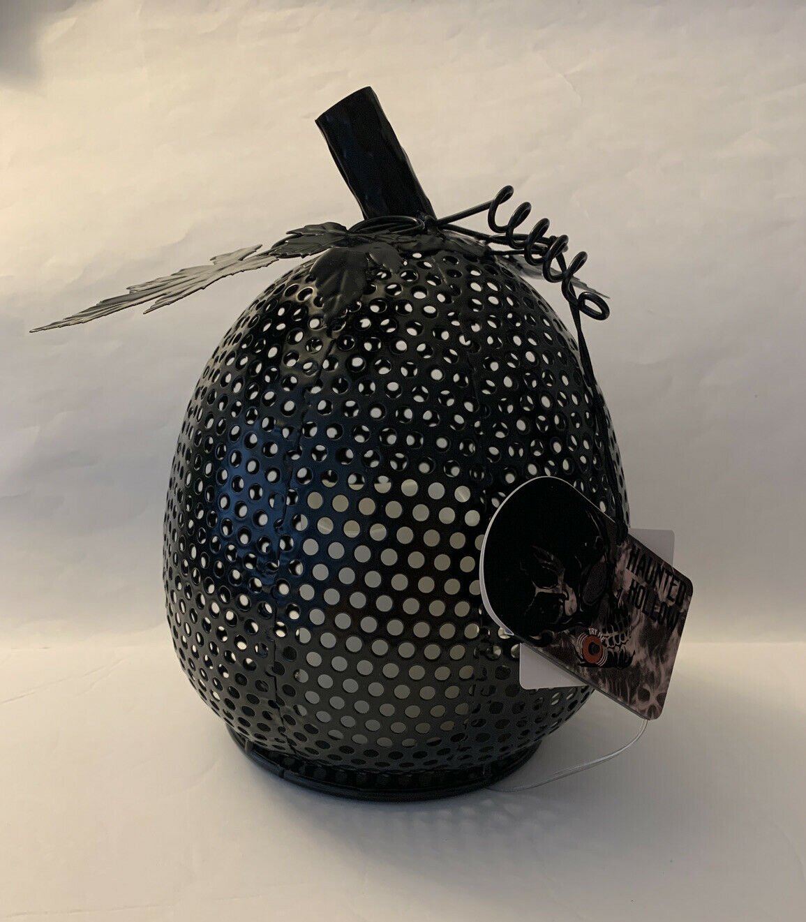 9 inch Black LED D&Atilde;&copy;cor Metal Pumpkin with Flameless Candle NWT