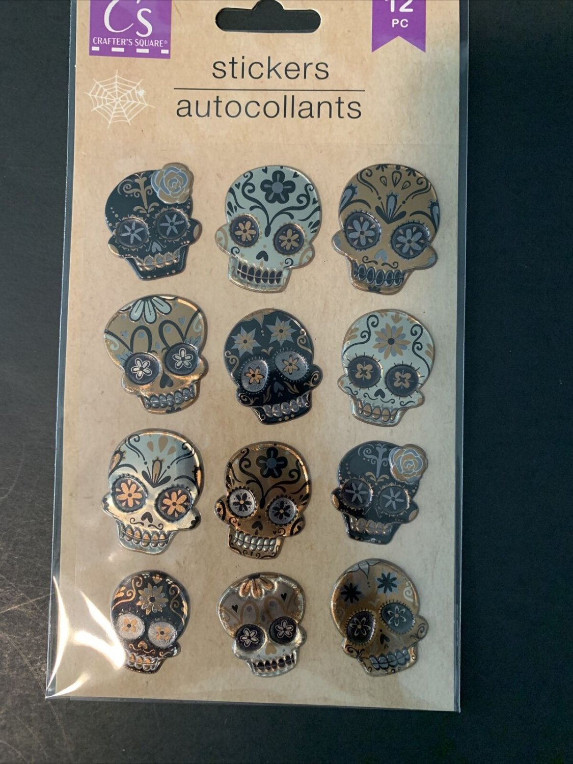 Faux Metallic Sugar Skull Day Of The Dead  Stickers Planner Supply  DIY Crafts