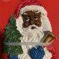 African American Black Santa Head Ornament  Holiday Gift Christmas Hanging