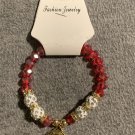 Stretch Bracelet St Benedict Medal With Crystal Beads And Rhinestones NWT
