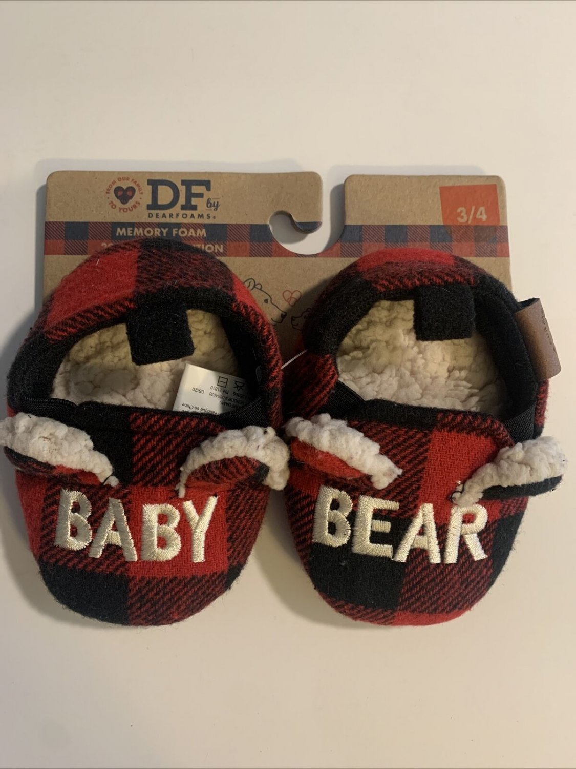 BRAND NEW INFANT/TODDLER BOYS SIZE 3-4 DF BY DEARFOAMS BABY BEAR CLOG SLIPPERS