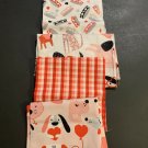 4 Fat Quarters 18”x21” Puppy Love 8 Cotton Valentine’s Day