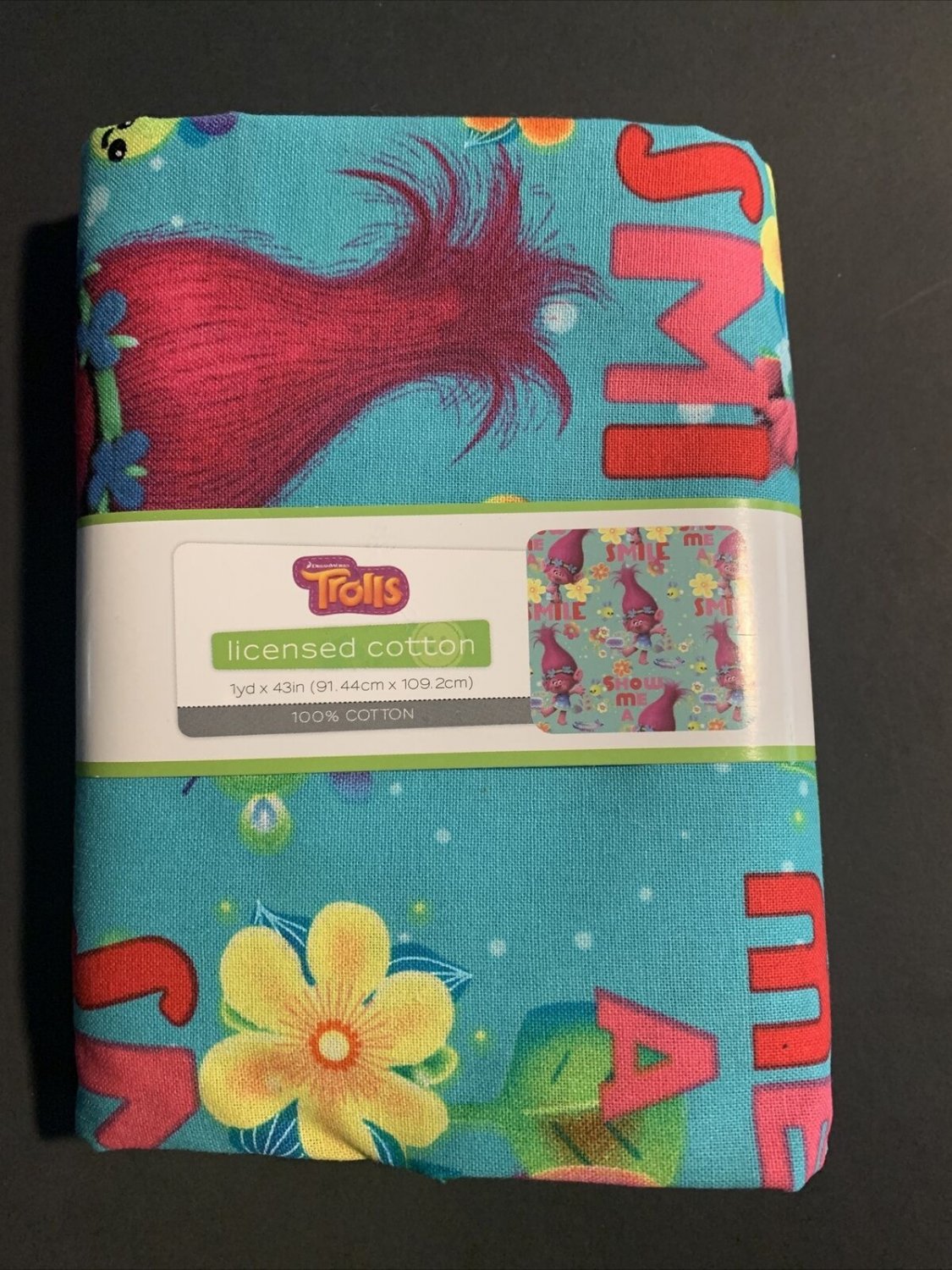 DreamWorks Trolls 1 Yard Fabric Pre Cut 100% Cotton 1 yd X 43 in NEW