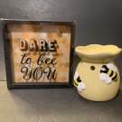 “Bee” Ceramic Wax Melt Warmer Tealight Candle Holder And Bee Sign Gift Set New