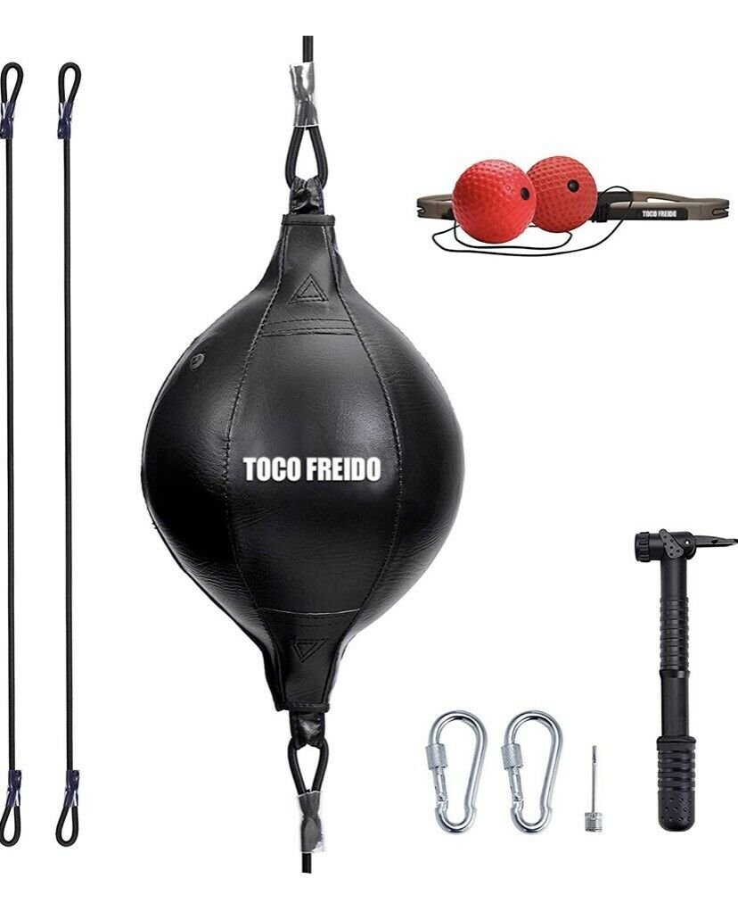 TOCO FREIDO PU Leather Boxing Ball, MMA Double End Punching Ball for Speed and