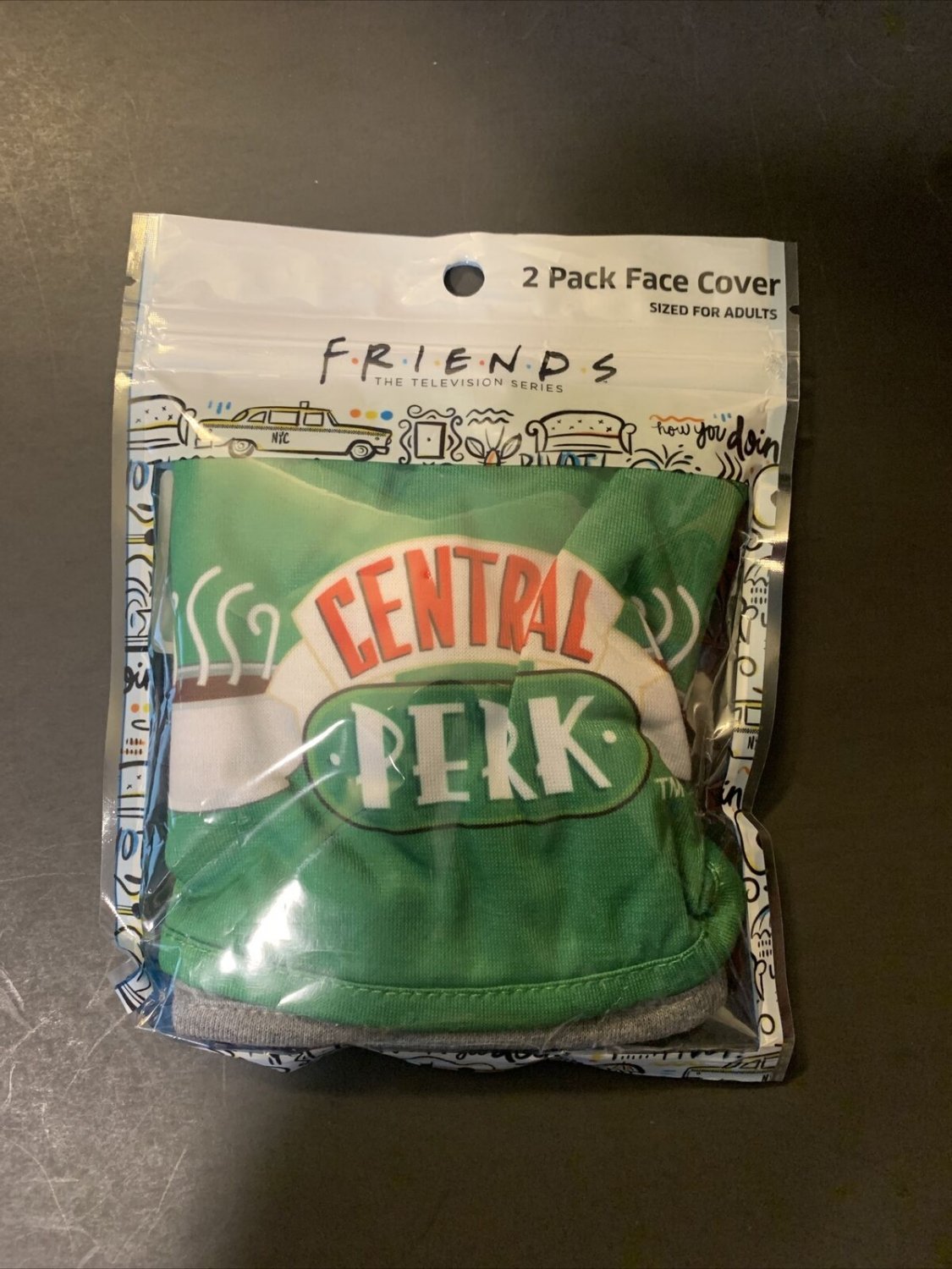 Reusable Face Mask 2 Pack face cover- Central Perk (FRIENDS TV series) (NEW)