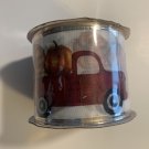 FALL HARVEST Style Wire Edge Ribbon 3 YARD ROLLS Red Truck & Pumpkins Gingham