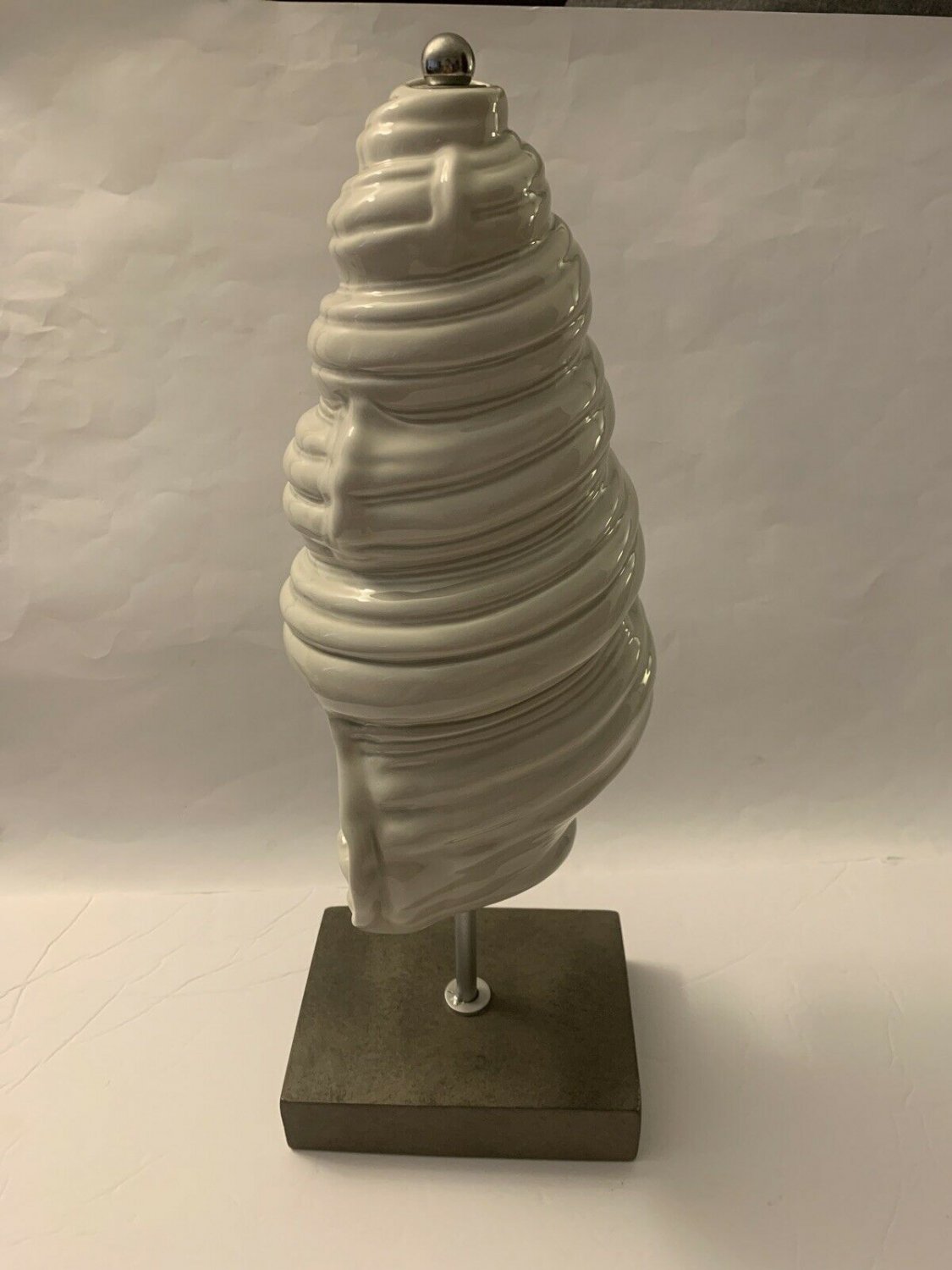 Large Conch Sculpture on Stand Seashell Statue Home Office Art Decor Ocean