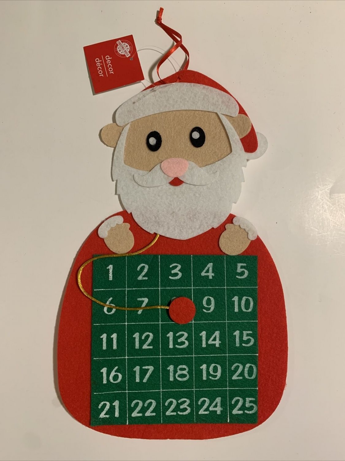 Santa Claus Premium Felt Fabric Advent Countdown Calendar Hanging Decoration