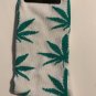 NEW "Sock Buds" Socks mid Calf Cannabis Leaves Shoe Size 6-12 WHITE + GREEN