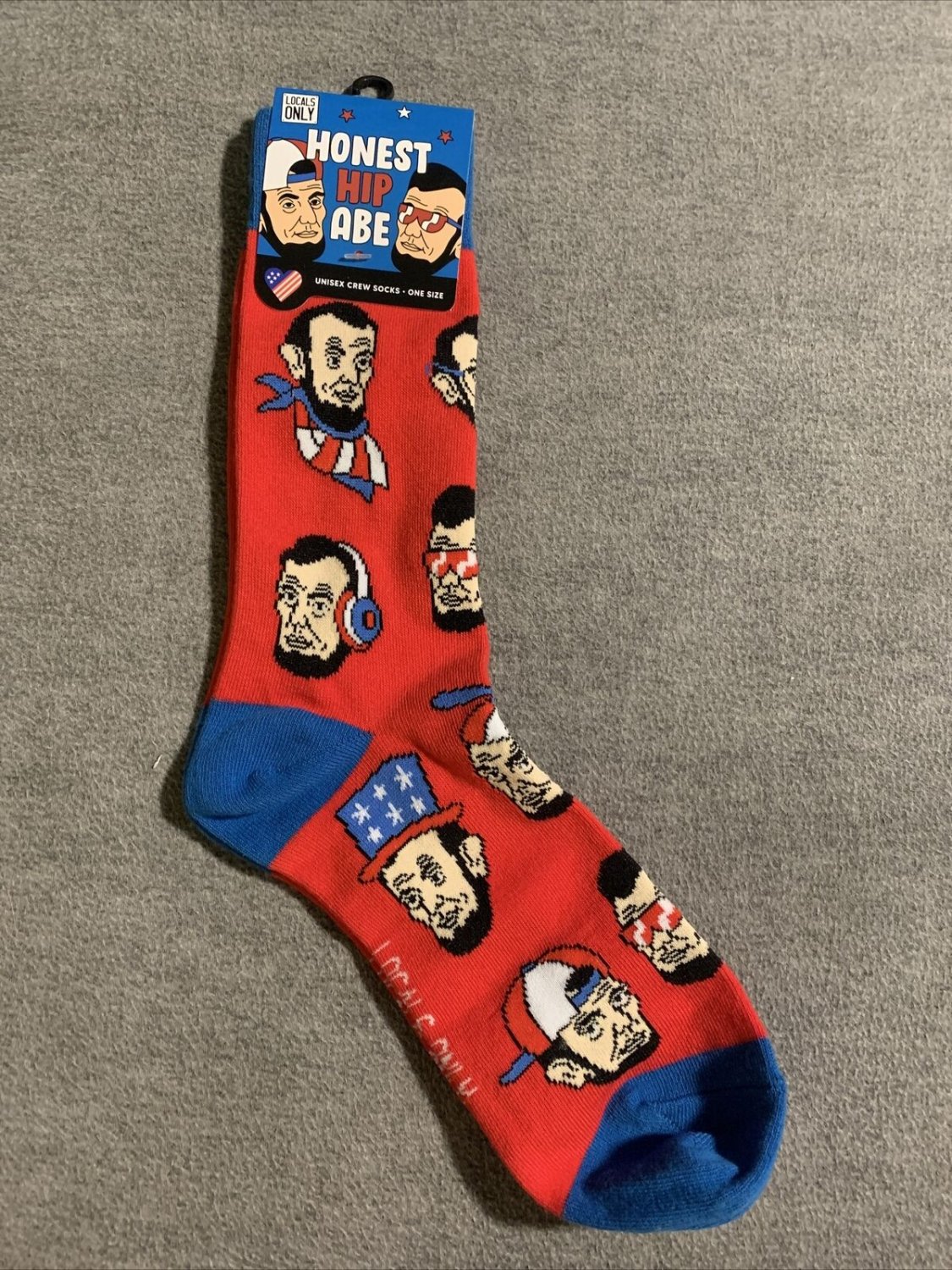 Abraham  Lincoln Hip Abe Socks Red White Blue Unisex Crew Socks