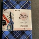 Gwen Studios 1/2 Yd Fabric Cotton Blue Plaid Face Mask Instructs NEW Craft