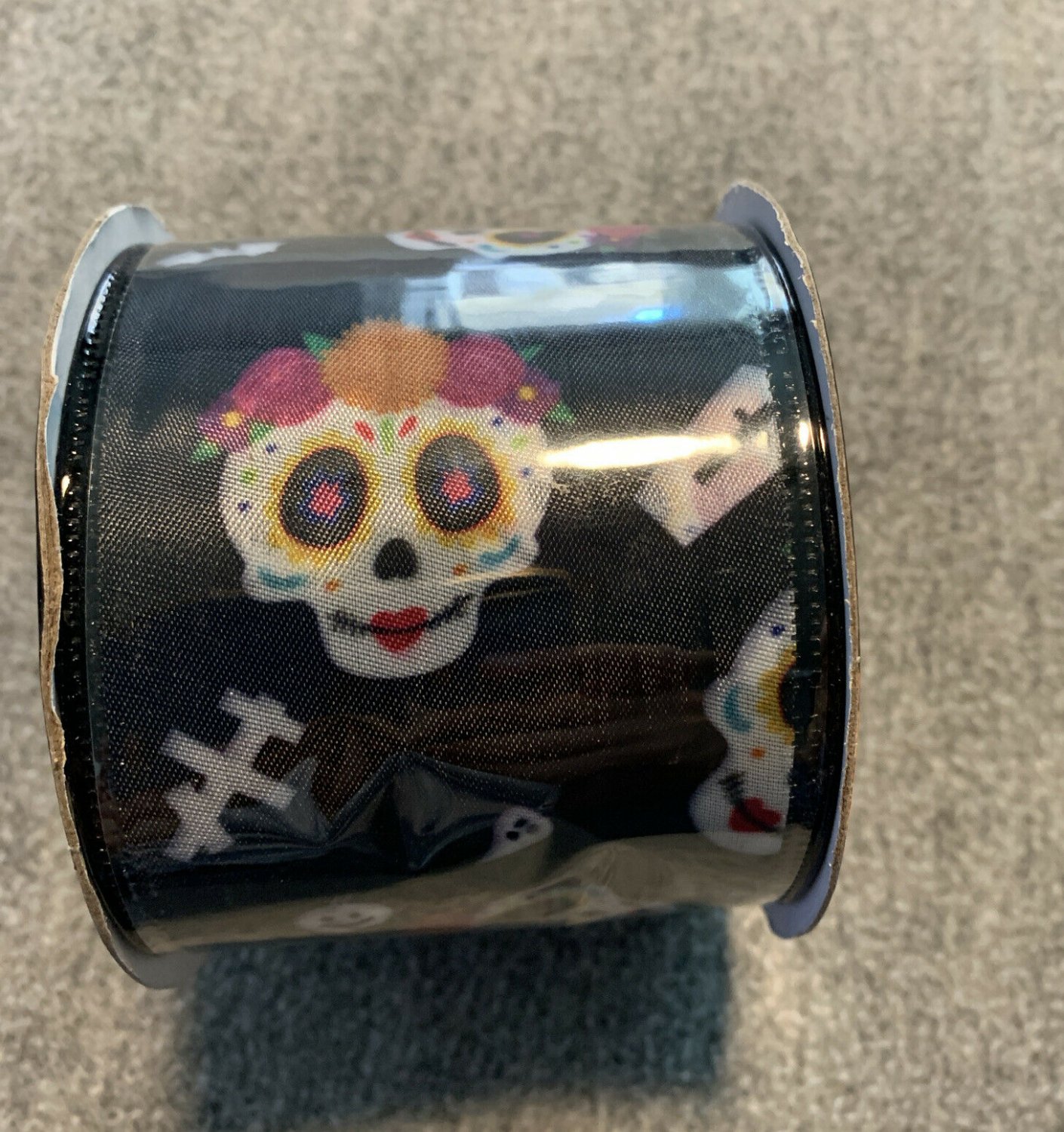 Sugar Skulls wired ribbon New 2.5&acirc;��x 3 feet