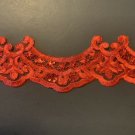 Red Embroidered lace trim. 1 yard pre cut