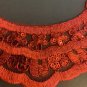 Red Embroidered lace trim. 1 yard pre cut