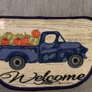 Blue Truck Welcome Tapestry Door Mat 17”x 28”. Harvest, Fall. NWT