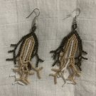 Huichol dangle earrings. Pewter, White And Tan new