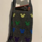 Disney Mickey Mouse Rainbow Black Gray Crew Socks 2 Pairs Adult Size 10-13 NWT