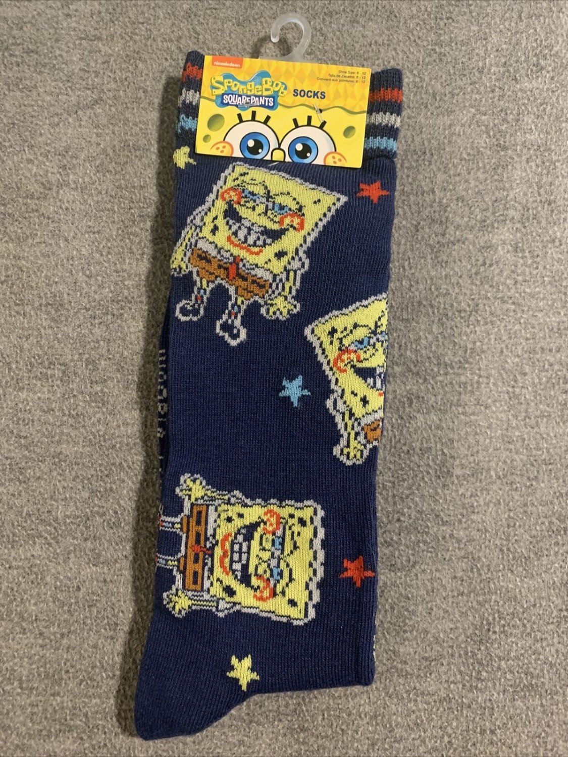 Spongebob Rainbow Men&acirc;��s Novelty Crew Socks Size 6-12 New AR39
