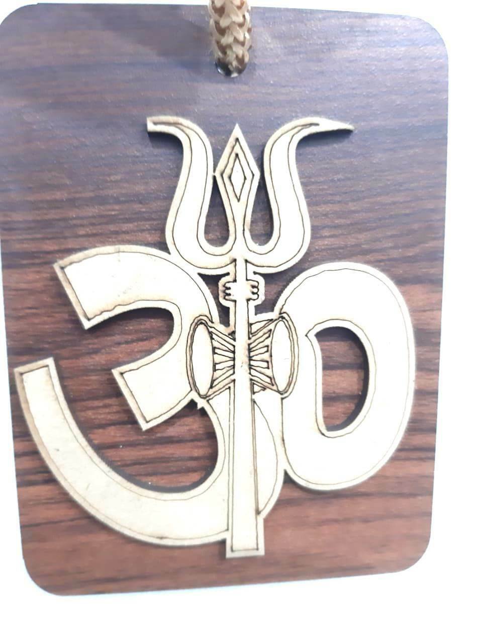 OM TRISHUL CAR WOODEN HANGING/EASY TO HANGING.LONG LASTING THREAD/GOD ...