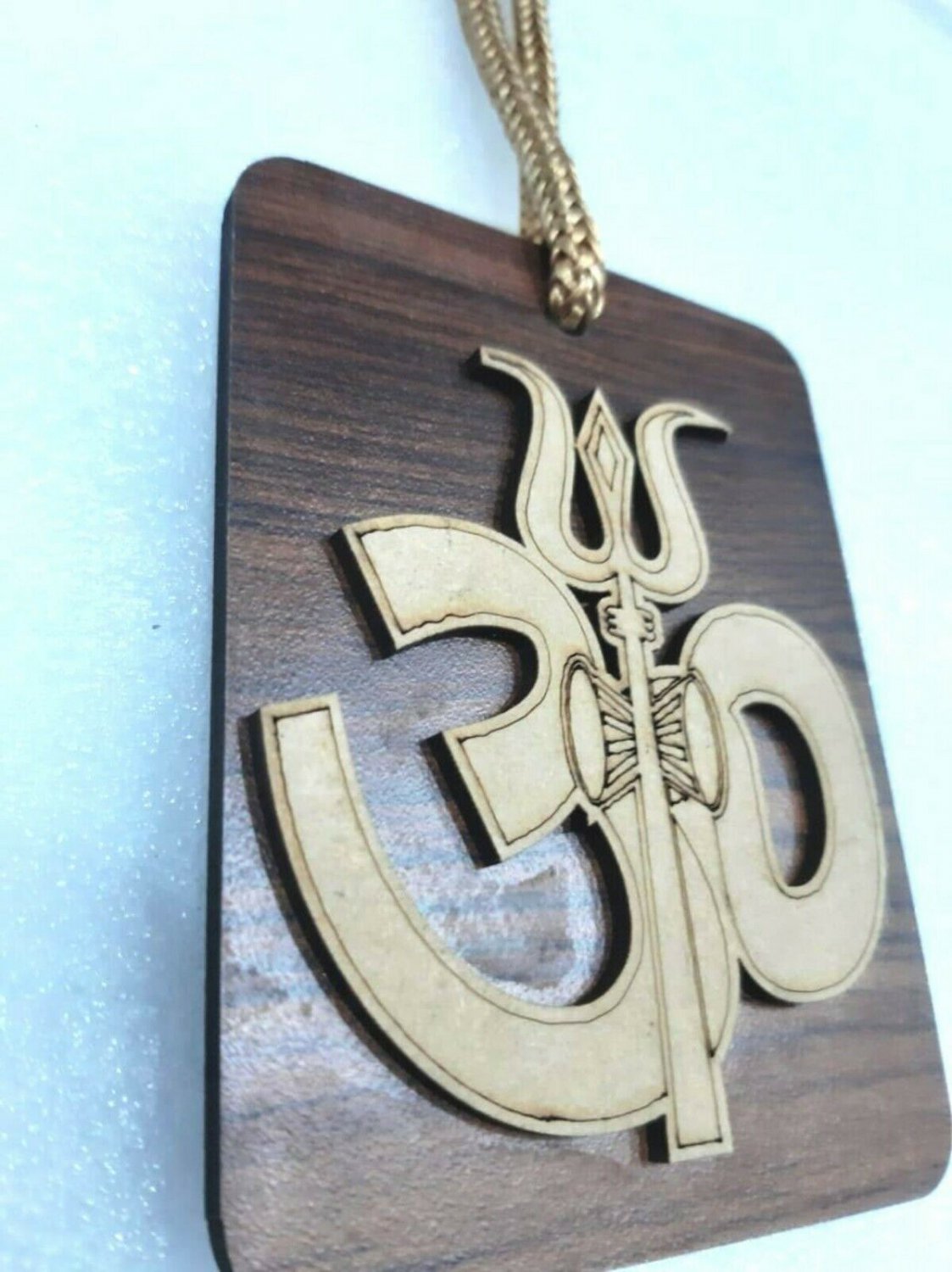 OM TRISHUL CAR WOODEN HANGING/EASY TO HANGING.LONG LASTING THREAD/GOD ...