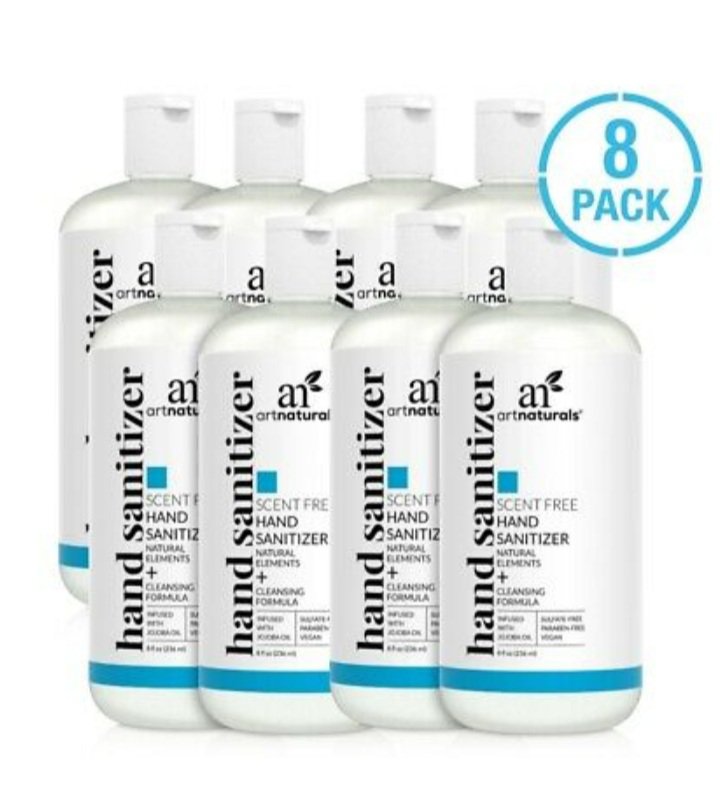Artnaturals 8-Pack 8oz Hand Sanitizer Gel Alcohol for Antibacterial Disinfectant
