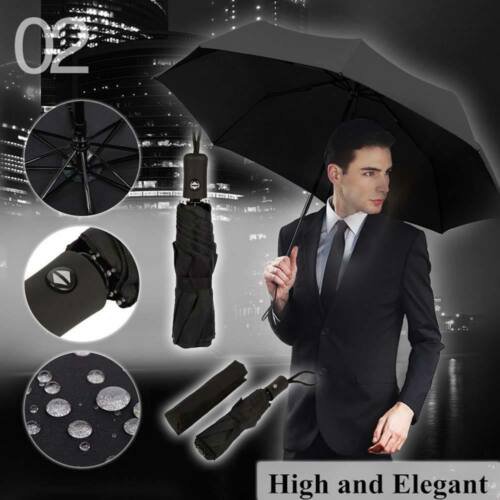 Umbrella Windproof Folding Compact Automatic Anti-Uv Sun Rain Travel Mini Open Large Uv Black