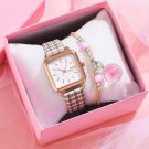 2022 New 2 PCS Fashion Leather Strap Ladies Luxury Watch Bracelet Set Quartz Wristwatch Women